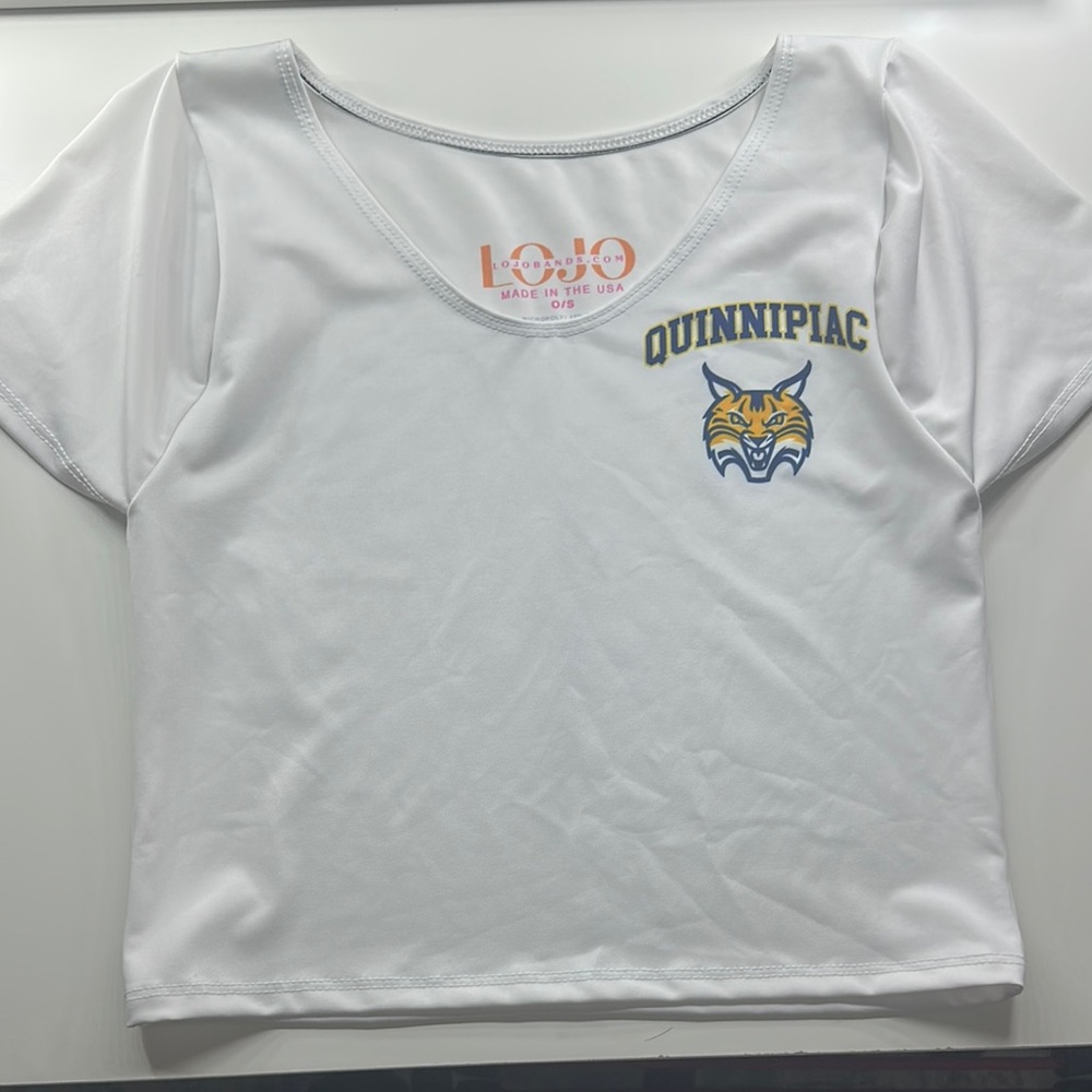 White Crop Top with Quinnipiac Logo